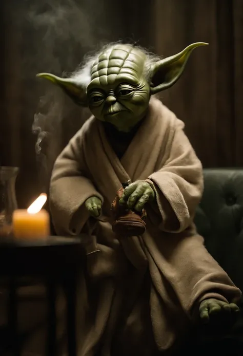 George Lucas smoking a blunt with Yoda.