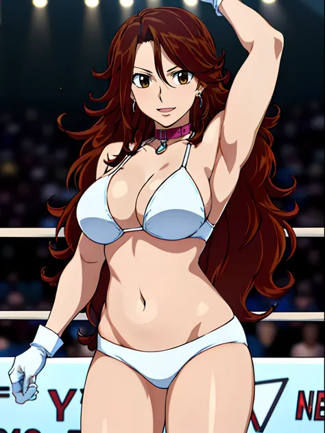 punching, Elegant lady, body view, anime style: 1.8, anime drawing, ultra detailed face, ultra detailed body, 4k, Sumergai Lee Noriega, (standing), best quality, anime style, hires, highest definition, digital blending, bold drawing lines, ((wwe diva), (lo...