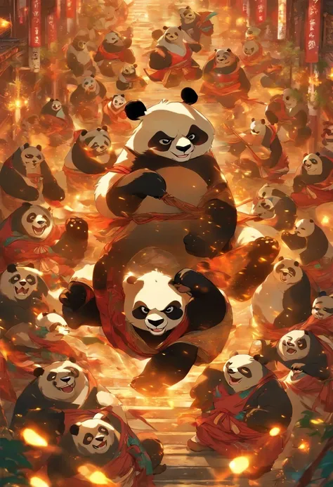 Panda Vestindo Quimono, Ficar de Pe, expression would be, Num Templo, Postura de Sumo, Estilo Deslumbrante