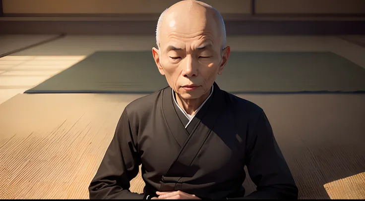 Thich Nhat Hanh, olhar amistoso, Genuine, in zen position