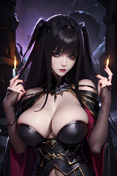 Female naked, Thorough, Horror , Lord of Darkness , ikun ,Dungeon and Dragons, Dungeon,high details, Old robes, Dark Necromancer, detailliert, High Details, Old robes, Powerful person々, Dungeon, darkness, Bloods、huge tit、eye glass、succubus