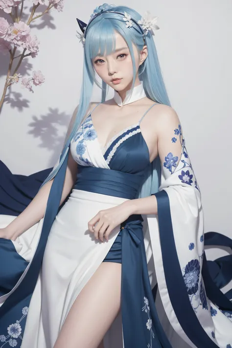 Anime girl holding blue ball in blue and white dress, onmyoji, Onmyoji detailed art, onmyoji portrait, white-haired god, Keqing from Genshin Impact, Genshin, From Arknights, zhongli from genshin impact, heise jinyao, author：Shitao, drak, by Yang J, Yun Lin...