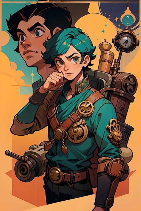 JOVEM MASCULINO, (CORPO INTEIRO), ESTILO ANIME, ARTE (STEAMPUNK, JOVEM ALTO, Sachin Teng, RPG