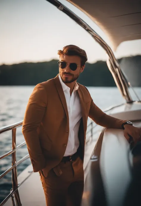 young man on luxury yacht