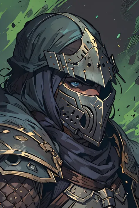 um close up de um homem forte de armadura, homem segurando uma espada quebrada, arte conceitual dark soul, Conceito de armadura de darkest dungeon, Estilo Dark Souls, arte conceitual sombria, cavaleiro assustador, Arte conceitual de Dark Souls, Personagem ...