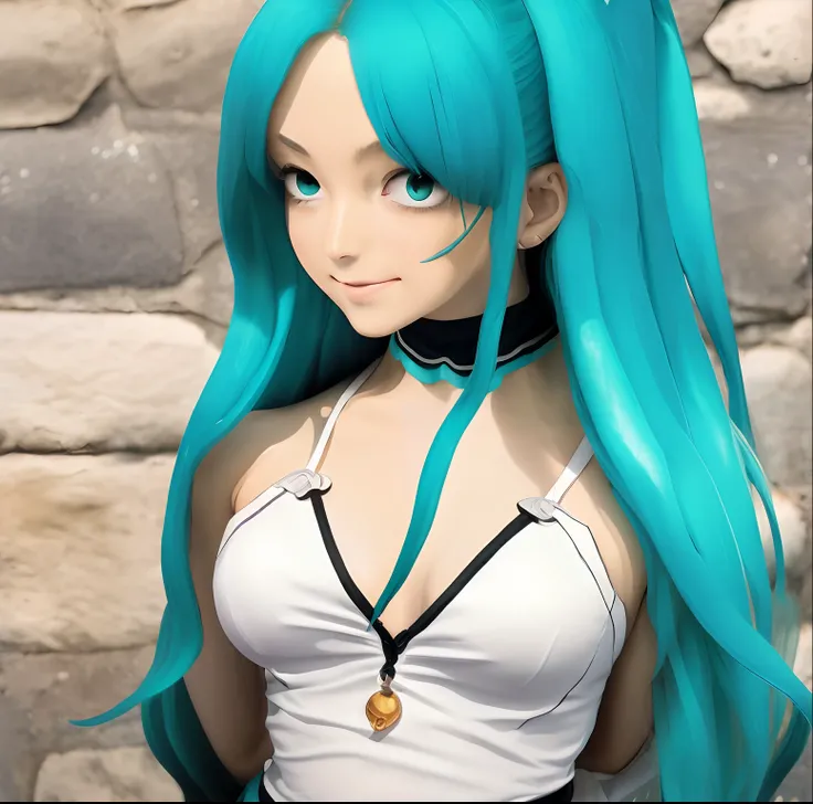 One Piece character, 19-year-old woman, aqua hair and sailor