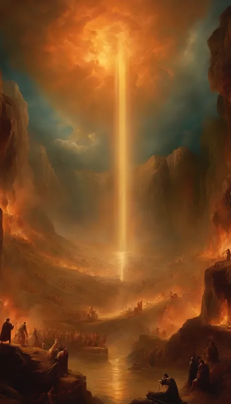 "The art of The Last Judgement inspired by the dramatic style of British artist John Martin." Muitas pessoas, extremamente detalhado, 4k, cores frias