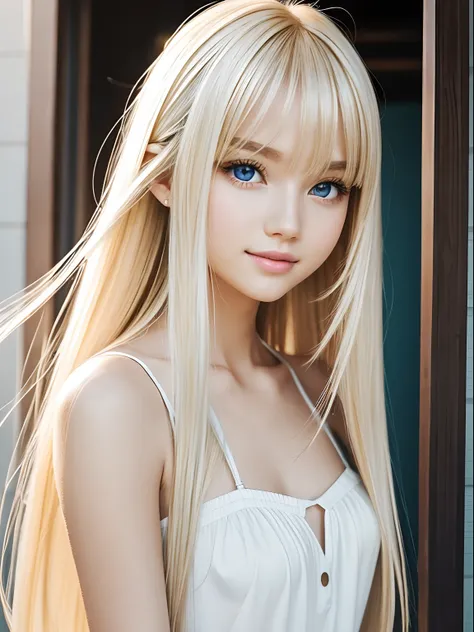 portlate、bright expression、The cutest face in the world、Young shiny shiny white shiny skin、The best good looks in the world、ultimate beauty girl、The most beautiful and bright blonde hair in the world、shinny hair、Super long silky straight hair、Beautiful ban...