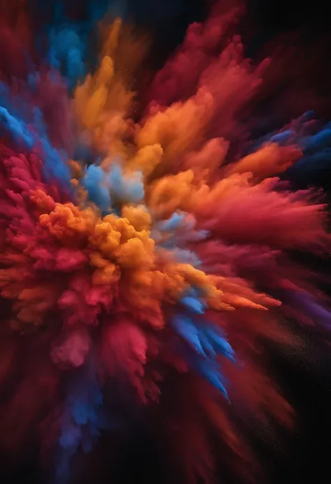 An explosion of highly textured color pigment