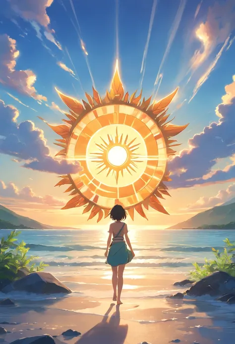 (((sun)) best quality, ultra-high resolution, 4K detailed CG, masterpiece, sun, tribal sun, tribal Maori, Maori picture style, aesthetic, screen-centered, ground-to-sky view