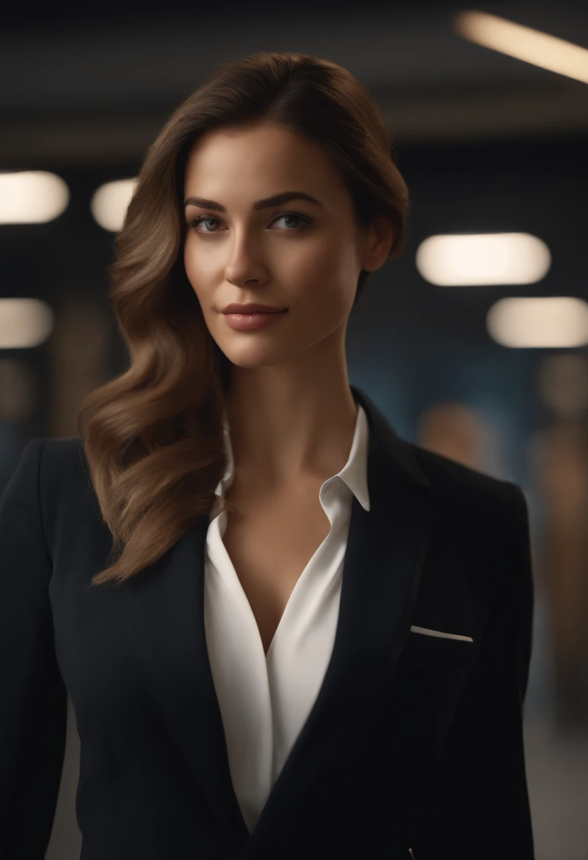 a portrait of a businesswoman in construction site clothing, in the style of unreal engine 5, feminine empowerment --ar 128:85
a woman dressed in a business suit standing in front of people, in the style of portraits with soft lighting, 32k uhd, bold curve...