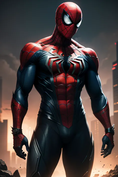 Spiderman stands posing, details modern clothing, HDR, UHD, 64K, highly detailed, professional photography , sketch style, ink scratches, sharp lines, trending on artstation, realistic engine, vivid colors , high resolution scanning, The camera details eve...