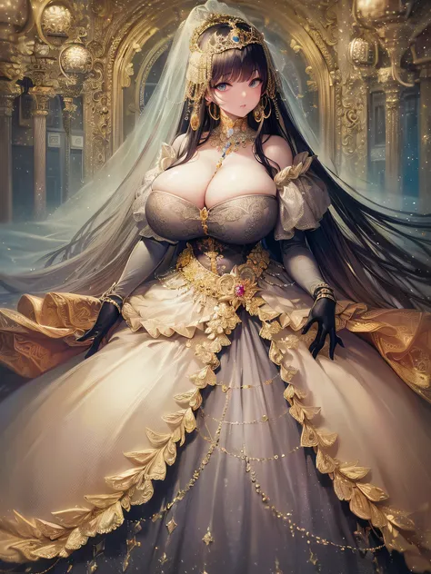 ((anime artstyle)),(Masterpiece),(Best Quality), (Super Detail),((Very Delicate and Beautiful)),cinematic lighting,1 girl,((full body portrait)),((standing in garden)),((solo)),(((1 fairytale princess in gorgeous embroidery and jeweled extremely gorgeous r...