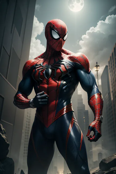 Spiderman fighting pose, details modern clothing, HDR, UHD, 64K, highly detailed, professional photography , sketch style, ink scratches, sharp lines, trending on artstation, realistic engine, vivid colors , high resolution scanning, The camera details eve...