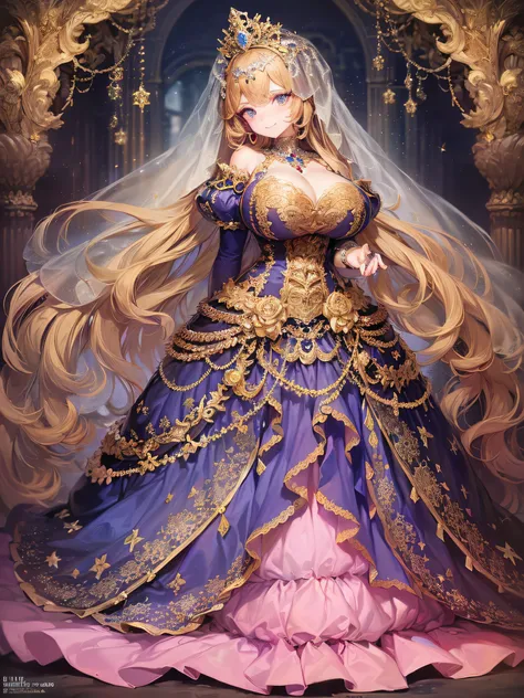 ((anime artstyle)),(Masterpiece),(Best Quality), (Super Detail),((Very Delicate and Beautiful)),cinematic lighting,1 girl,((full body portrait)),((standing in garden)),((solo)),(((1 fairytale princess in gorgeous embroidery and jeweled extremely gorgeous r...