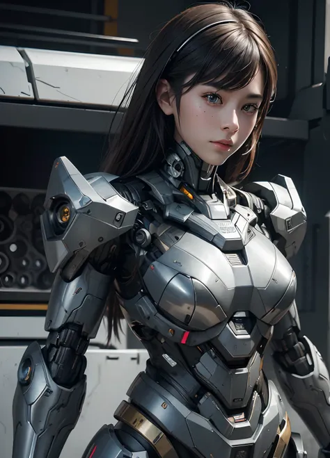 Textured skin, Super Detail, high details, High quality, Best Quality, hight resolution, 1080p, hard disk, Beautiful,(War Machine),beautiful cyborg woman,Mecha Cyborg Girl,Battle Mode,Girl with a Mecha Body,She wears a futuristic war machine weapon mech,Fu...