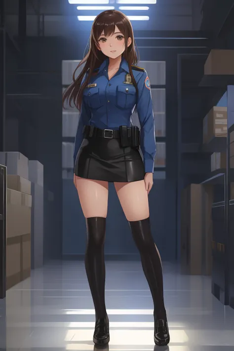 A beautiful young policewoman searches the drug lords warehouse