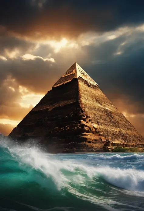 pyramid being destroyed by tsunami force