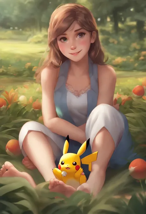 masterpiece, best quality, highres, 1girl, solo, bonnie (pokemon), barefoot, five toes, perfect feet, perfect anatomy