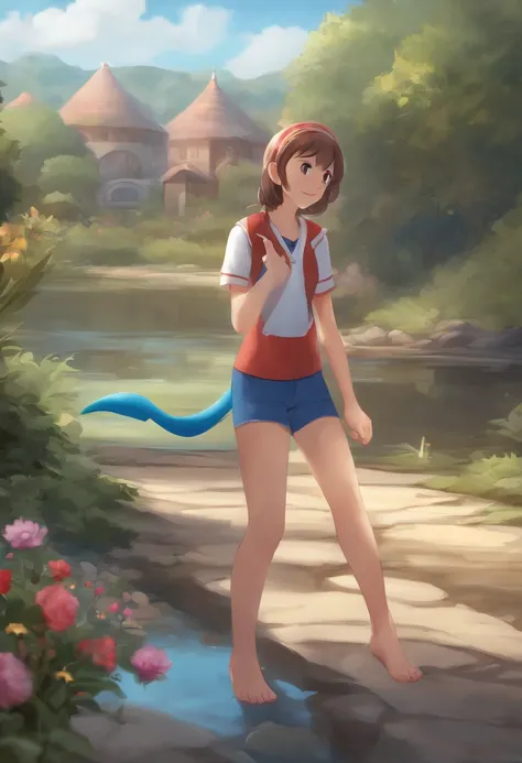 masterpiece, best quality, highres, 1girl, solo, bonnie (pokemon), barefoot, five toes, perfect feet, perfect anatomy