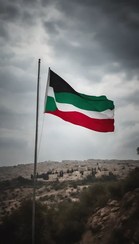 Palestinian flag in full view、🇵🇸