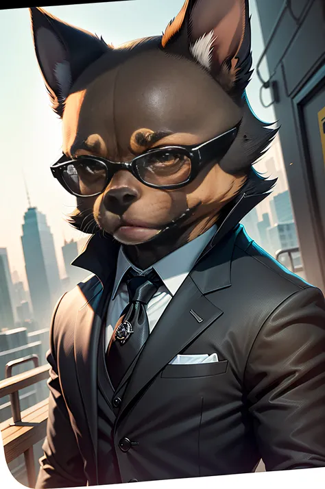 C4tt4stic,movie（ Men in black)、black suits、Black tie、White Y-shirt、Black sunglasses、Cartoon breed Pinscher