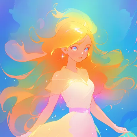 beautiful anime girl in colorful liquid dress, vibrant pastel colors, (colorful), magical lights, long flowing colorful hair, sparkling lines of light, inspired by Glen Keane, inspired by Lois van Baarle, disney art style, by Lois van Baarle, glowing aura ...