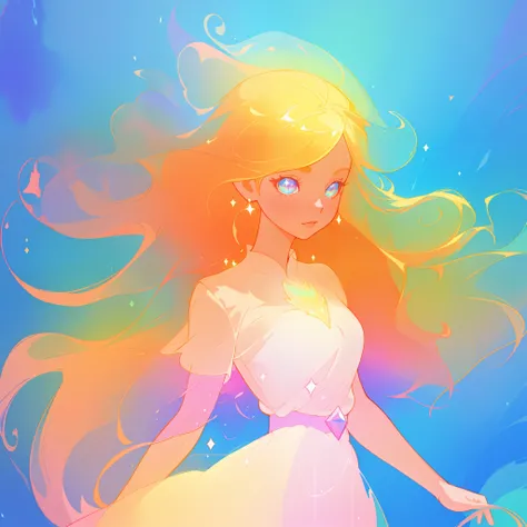 beautiful anime girl in colorful liquid dress, vibrant pastel colors, (colorful), magical lights, long flowing colorful hair, sparkling lines of light, inspired by Glen Keane, inspired by Lois van Baarle, disney art style, by Lois van Baarle, glowing aura ...