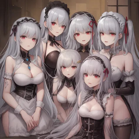 （（​masterpiece）），（（hightquality）），（（（hight resolution））），（（（（Harem of a large group of girls with purplish-silver hair）））），，（（（（Body shape々Harem girl with purplish-silver hair）））），（（（appearance々Harem girl with nice hairstyle and purplish-silver hair））），（（（...