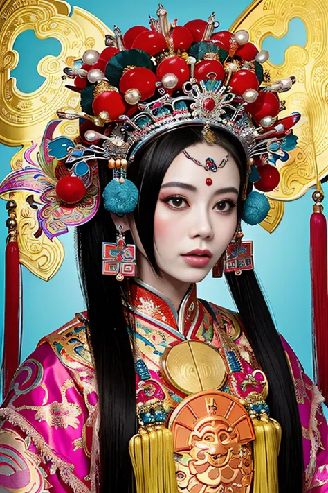 woman in traditional chinese clothing，phoenix crown，chinese ghost festival，（tmasterpiece，top quority，best qualtiy，offcial art，be...