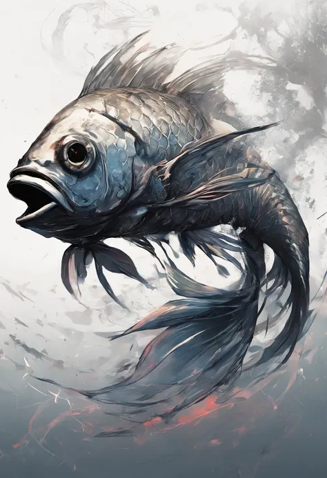 Perfect centralization, Fantastic black goldfish, alegria, Standing position, beleza abstrata, Centrado, looking at the camera, Facing the camera, Approaching perfection, Dynamic, altamente detalhado, liso, foco nítido, 8k, alta resolução, illustration, ar...