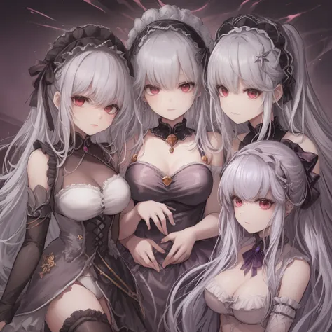 （（​masterpiece）），（（hightquality）），（（（hight resolution））），（（（（Harem of a large group of girls with purplish-silver hair）））），，（（（（Body shape々Harem girl with purplish-silver hair）））），（（（appearance々Harem girl with nice hairstyle and purplish-silver hair））），（（（...