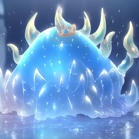 king blue slime with crown and horns