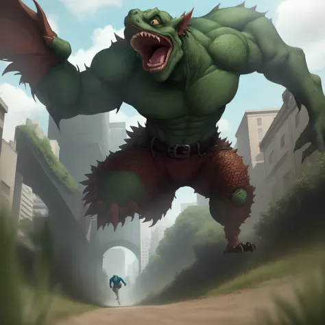 Drake running from monster