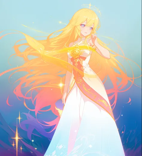 beautiful anime girl in white princess ballgown, vibrant pastel colors, (colorful), magical lights, golden long hair made of liquid light, sparkling lines of light, inspired by Glen Keane, inspired by Lois van Baarle, disney art style, by Lois van Baarle, ...