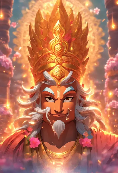 (((Hindu god))) best quality, ultra-high resolution, CG detalhado 4K, master part, Brahma, old man, old man, INDIAN, barba branca, mitologia hindu,Lotus Flower, Hindu, aesthetic, Beautiful, imagem centrada na tela