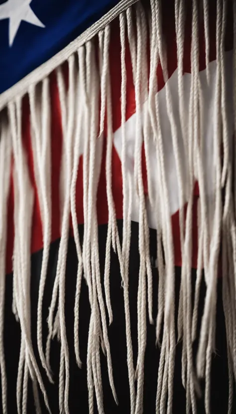 Close-up of Taiwanese flag with white fringe around