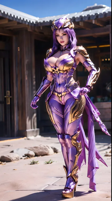 (DRAGON QUEEN HELM), (HUGE FAKE BOOBS), (BEAUTIFUL FACE), (PURPLE, GOLD, WHITE), (DESERT MOUNTAIN), RAINBOW COLOR FUTURISTIC PHOENIX MECHA BODYSUIT, (CLEAVAGE), (SKINTIGHT YOGA PANTS), (HIGH HEELS), (PERFECT BODY:1.2), (FULL BODY VIEW), (LOOKING AT VIEWER)...