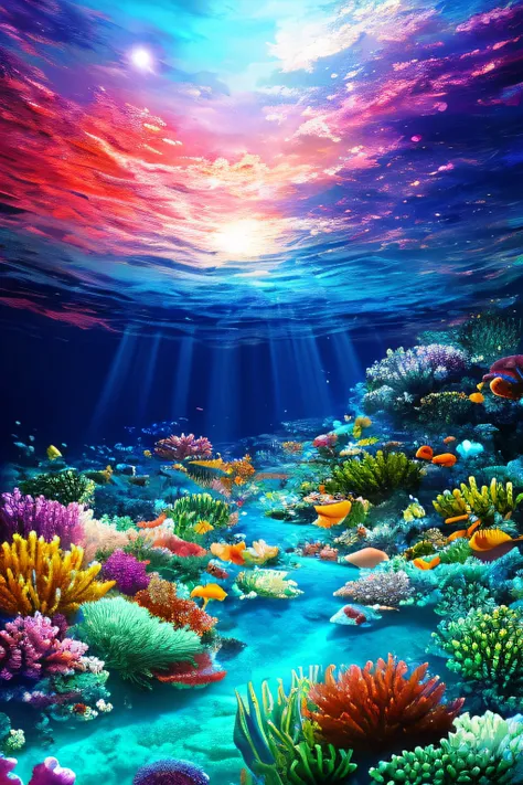 tmasterpiece，Best quality at best，high high quality，the Extremely Detailed CG Unity 8K Wallpapers，the night，ocean floor，Look up，