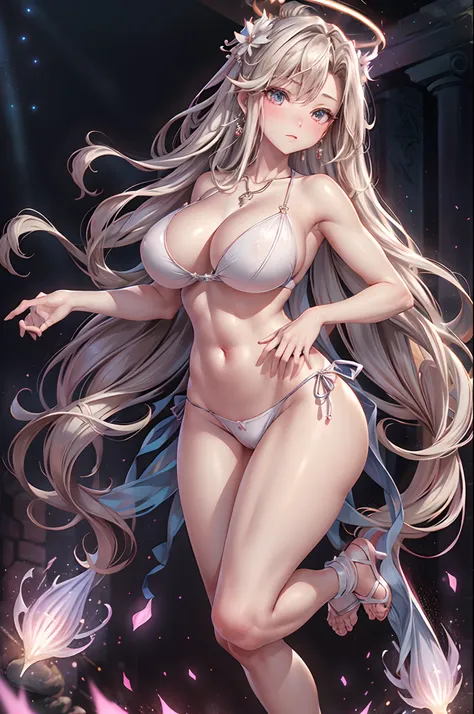 (8K, super-fine, super-fine, High quality, special effects, highest masterpiece, Realistic effects, Vivid, Natural movements, Full body shot), Two sexy attractive girls, 13 year old girl, Teenage girls, Stand on the streets of Winterwood City, Long milky w...