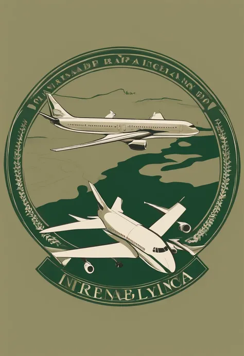 A logo with curves that resemble that of the airplane and the world map, simbolizando a jornada internacional. The colors chosen are military green, bege e cinza, that symbolize trust, Credibility and resilience