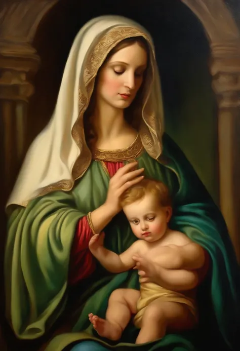 Oil painting of Mary, mother of God