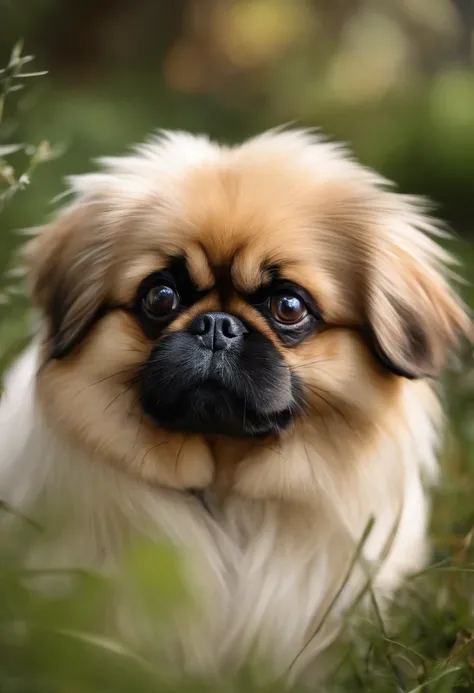 Pekingese、blanche、Very photorealistic