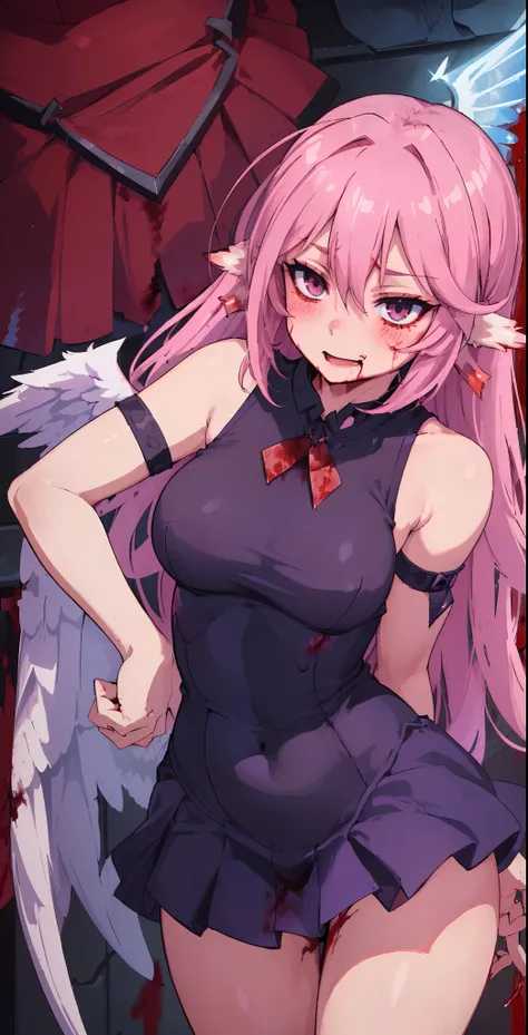 Jibril, (standing), blushed, perfect anatomy, detailed eyes, detailed lips, extremely detailed eyes and face, vivid colors, sharp focus, masterpiece:1.2, ultra-detailed, blushed, (((doggystyle)), (solo), (((sleeveless, angel of death, evil, bloody, blood))...