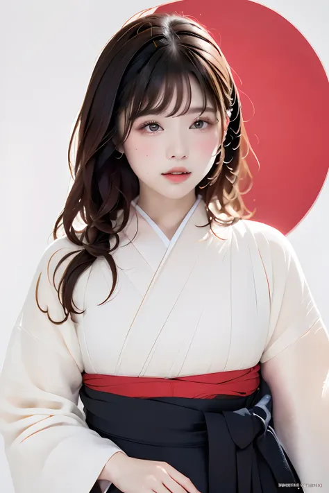 (((white backgrounid、a white world)))、unity 8k wall paper、ultra-detailliert、Beautifully Aesthetic、masterpiece、top-quality、(Zentangle、a Mandala、Tangles、Tangles)、(Fractal Art:1.3)、One girl、Beautiful black hair、japanes、large pink、Red kimono、Japanese dress、ig...