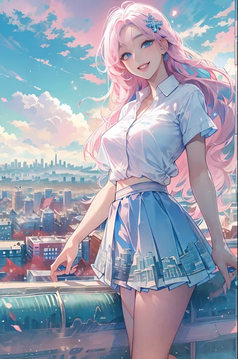 official art, masterpiece, sharp focus, (beautiful gorgeous cute Korean woman:1.3), (beautiful cute korean:1.3), korean beauty, Delicate and beautiful hair and eyes and face, realistic, ultra detailed, beautiful girl, blue sky, glow white particle, (sideli...