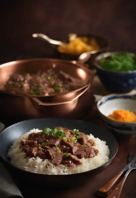 Copper pan fat beef rice