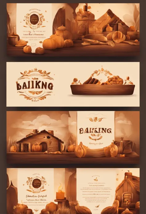 Wood baking，Logo design，Baking elements，Simple atmosphere