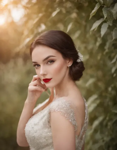 Classic Hollywood charm,Long shots，Full body photo，1girll, A dazzling array of accessories, (mesmerizing eyes, Red lips, Flawless skin), dramatic pose, interesting composition, spot lighting, Rich shadows, Shallow depth of field, Sparkling bokeh, Exquisite...