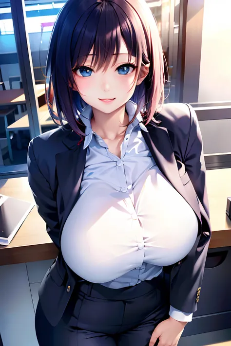 (8k、RAW Photography、超A high resolution、top-quality、​masterpiece:1.2)、(realistic illustration)、(extremely detailed CG unified 8k wallpaper)、absurderes、
1 girl in、21years old、beautiful countenance、huge tit、Dark hair、short-hair、blushed、Tilting head、The upper ...